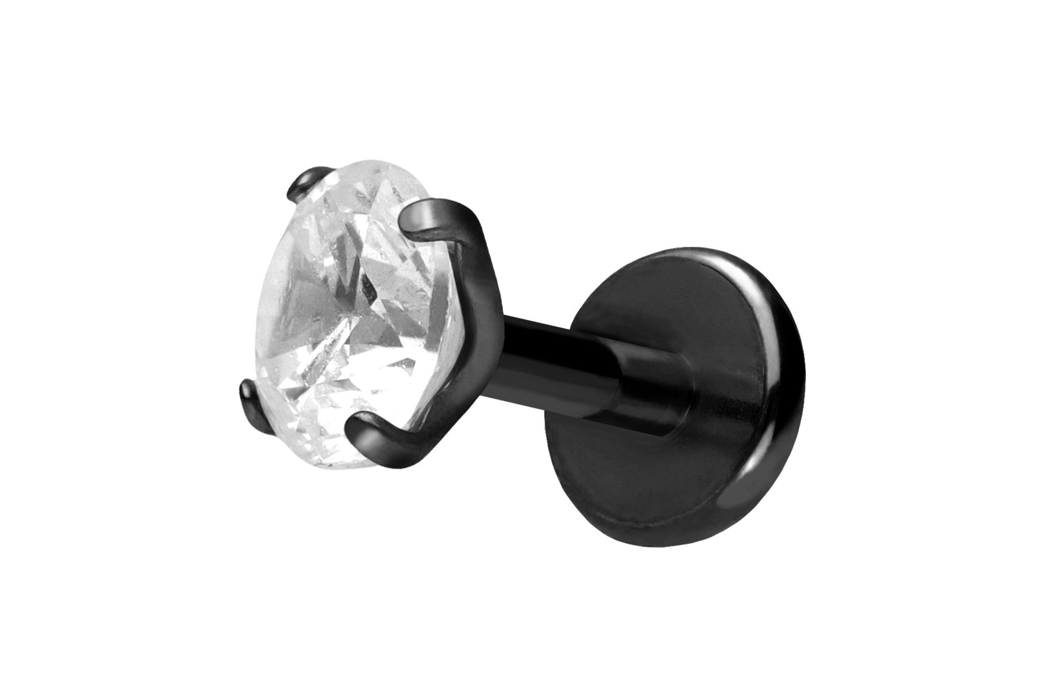 Titan Labret Piercing mit Push Fit EINGEFASSTER KRISTALL